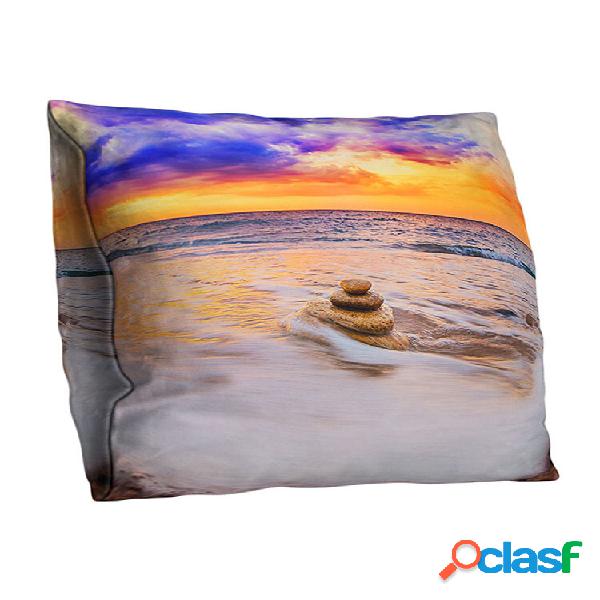3D Double-sided Ocean Praia Sunset Art Printed Fronhas