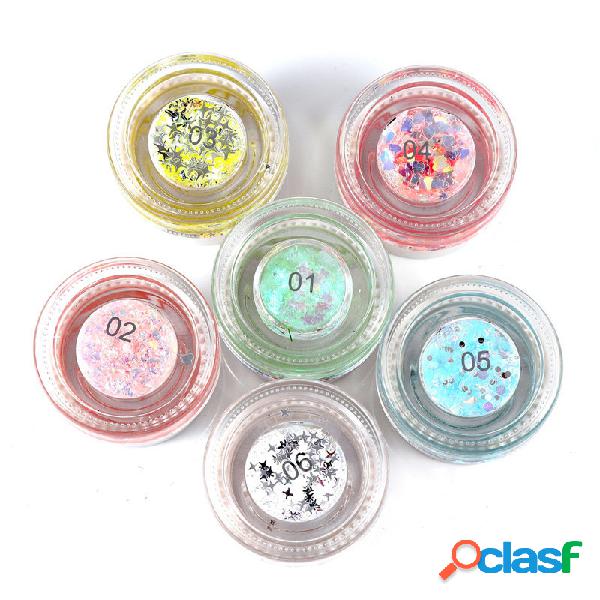 6 cores de gel de sombra cintilante de lantejoulas grandes