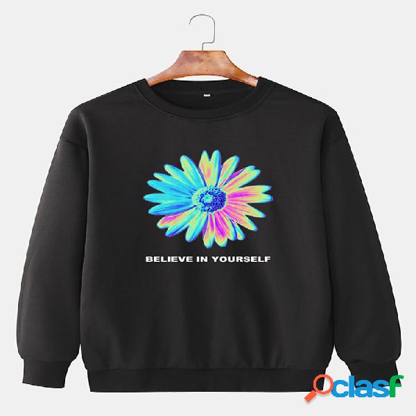Camisolas masculinas Colorful com estampa de slogan de