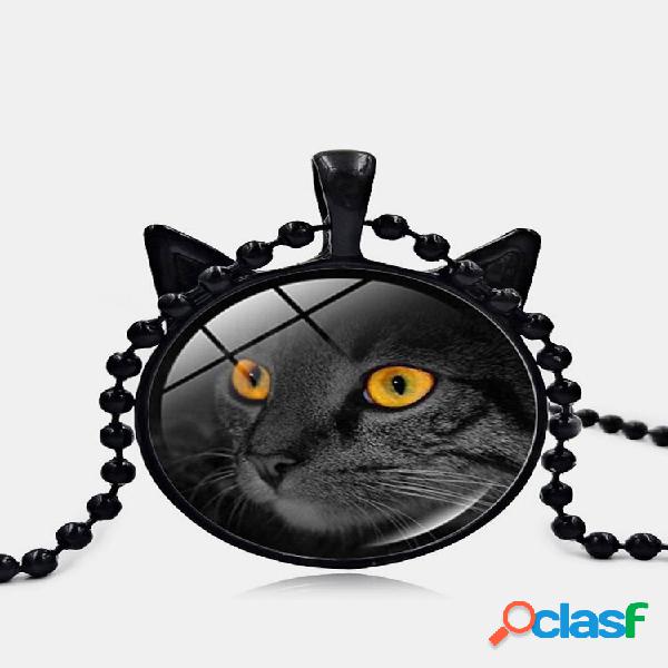 Colar estereoscópico vdentrotage Black com rosto de gato