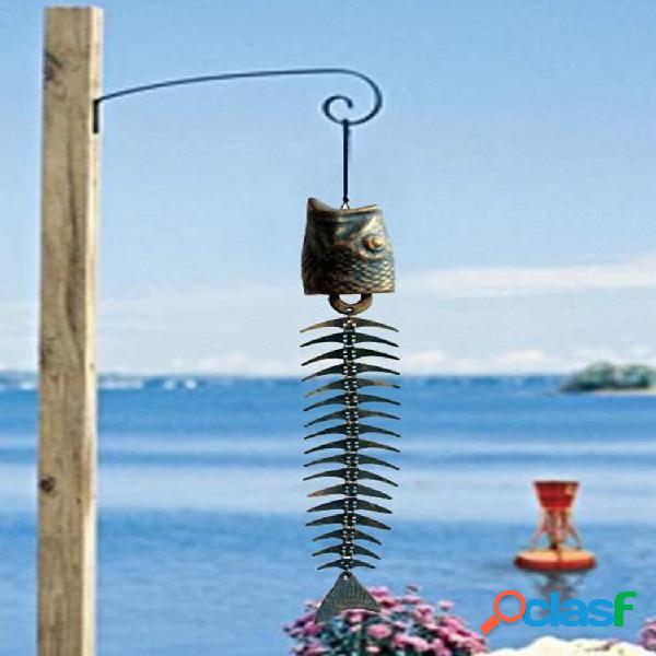 Criativo Retro Fish Bone Wind Chime Metal Pendurado