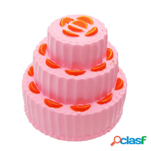 Três Camada De Laranja Bolo Squishy Lento Rising Anti