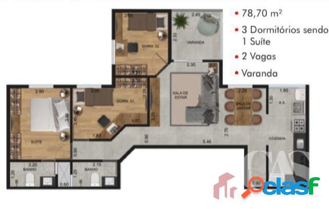 Apartamento 3d,1s,12vgs - 78,50m2 - Rudge Ramos - São