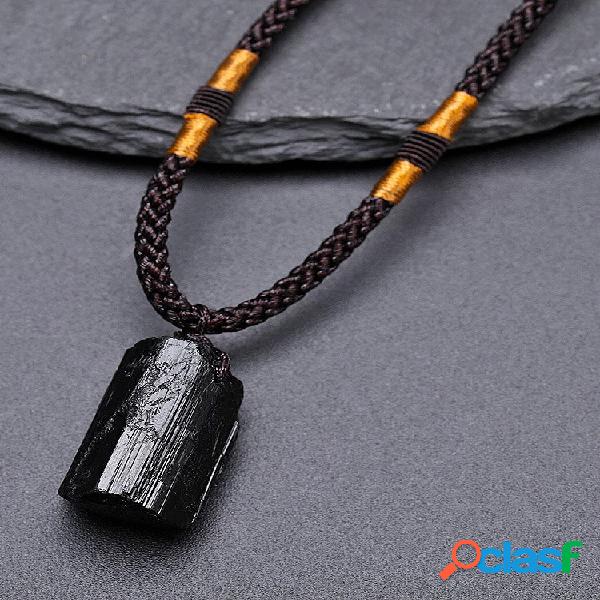 Colar masculino simples de pedra natural Black turmalina