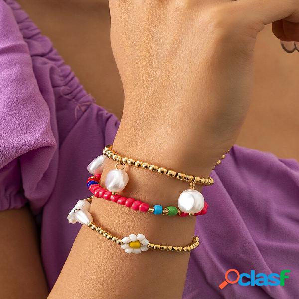 Conjunto de pérolas artificiais de forma irregular com 3