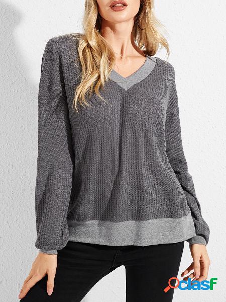 YOINS Cinza Backless Design Top de mangas compridas com