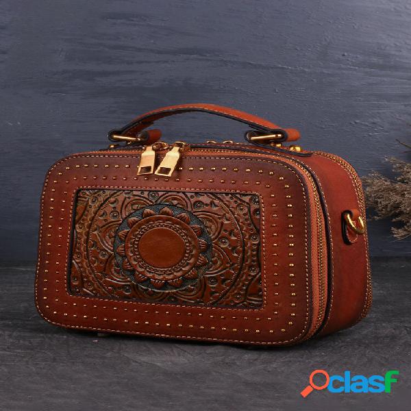 Bolsas estilo retro Couro Genuíno Bolsas de mão diagonal