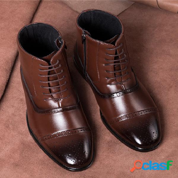 Botas de cano alto com zíper no lado do tornozelo masculino
