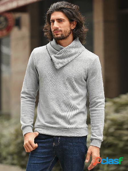 Camisola de manga comprida masculina com gola funil Design
