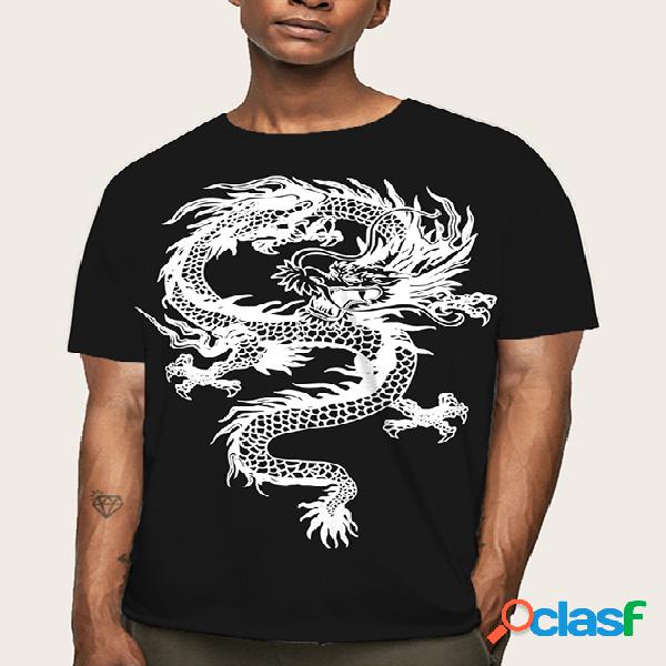 Masculino verão casual algodão Soft Graphic Dragão