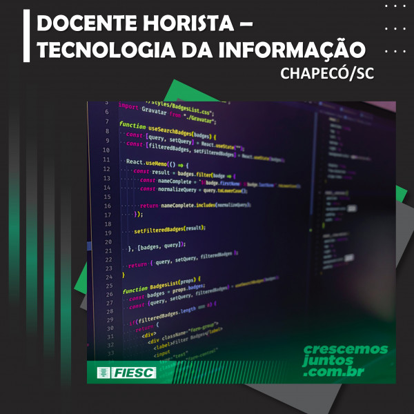 Selecionamos Docente Horista na área de Tecnologia da