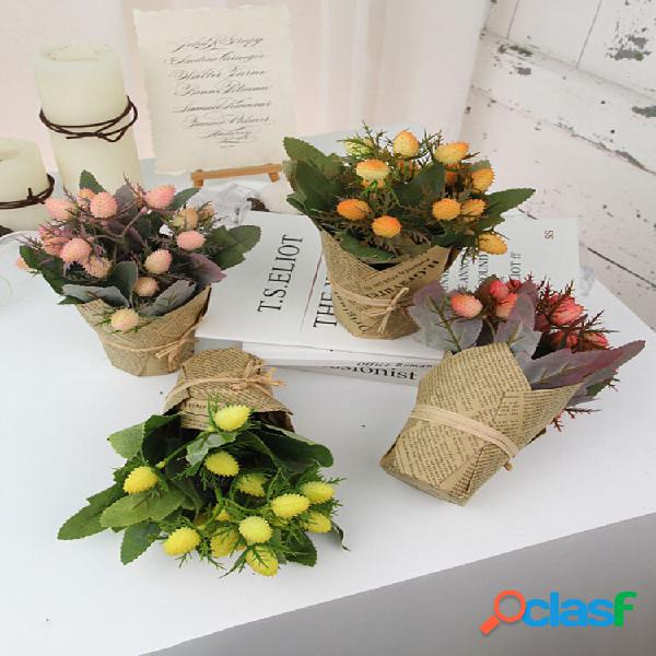 1 pc em vaso de frutas silvestres flor artificial pote de