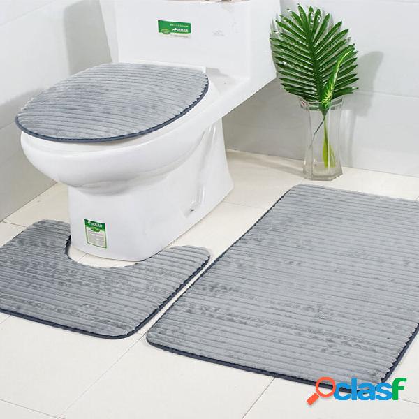 3 unidades de tapete de banho antiderrapante 3D listrado