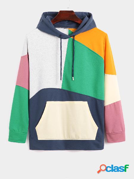 Pulôver masculino casual grande bolso colorido
