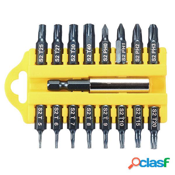 BROPPE 17 Pcs 1/4 Hex Shank Chave De Fenda Bits Set Torx