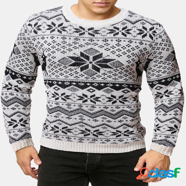 Camisolas masculinas de floco de neve de Natal Padrão em