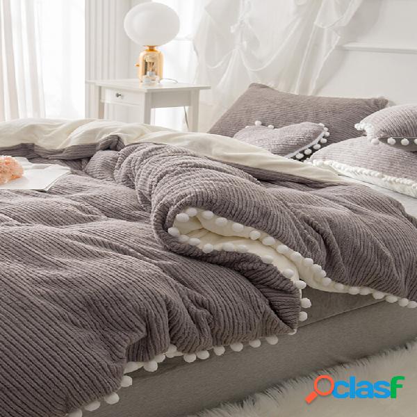 Conjunto de roupa de cama de veludo de cristal angorá com 4