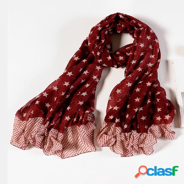 Lenço feminino de algodão fino pentagrama patchwork