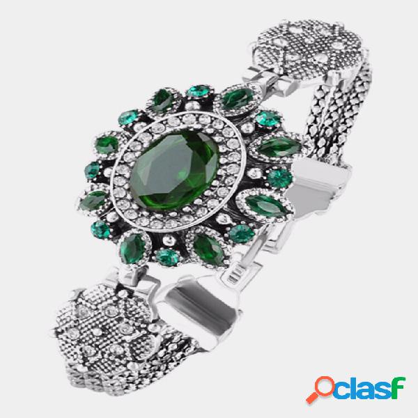 Pulseira de punho vintage pulseira oval strass gota d'água