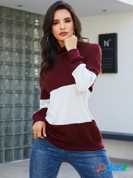 YOINS Color Block Patchwork Mangas Compridas Sweatshirt