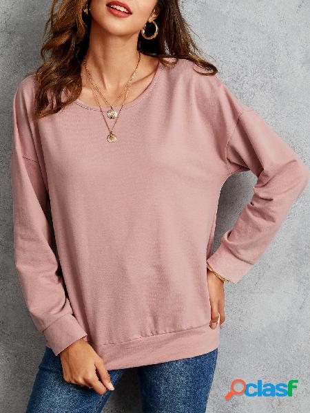 YOINS Light Rosa Backless Design Camiseta de mangas