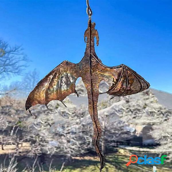 1 PC Dragão E Bat Wind Catcher Spinner Garden Metal Art