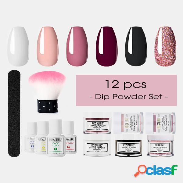 12 Pcs Unhas Conjunto de Gel para Pó de Imersão Lâmpada