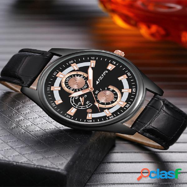 2 Cores Couro Masculino Vintage Negócios Watch Ponteiro