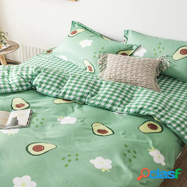 3/4 Pcs Abacate E Xadrez Impresso AB Sided Aloe Algodão