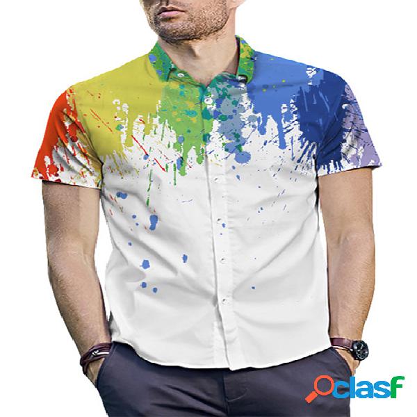 INCERUN Men Summer Colorful Splatter Paint Print Casual