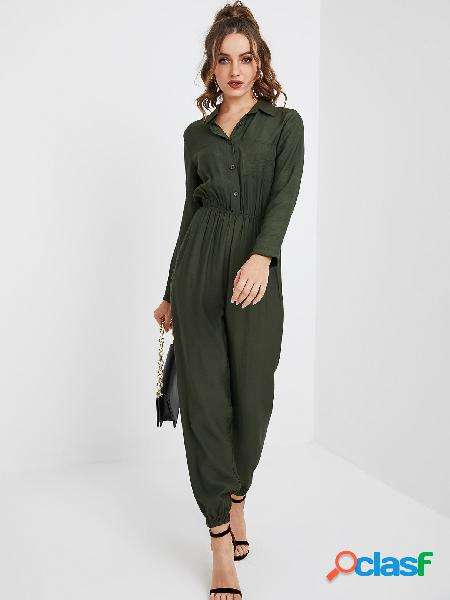 YOINS Macacão verde exército de mangas compridas com