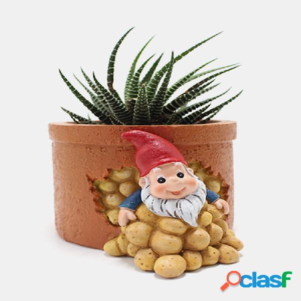 1 PC Criativo durável Batata Dwarf Elf Watering Resina