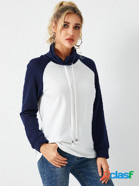 YOINS Capuz Design Pulôver de retalhos com cordão e capuz