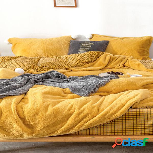 Conjunto de roupa de cama de pelúcia 4 unidades engrossar e