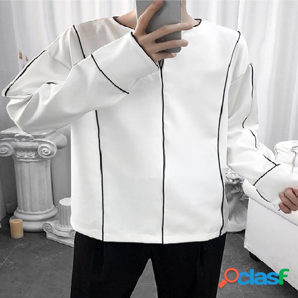 INCERUN Homens Casual com decote em V Branco Manga Longa