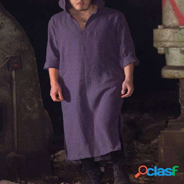 INCERUN Robe com capuz masculino árabe muçulmano retrô