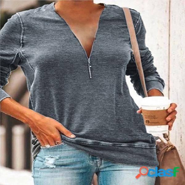 Zip Design Camiseta de mangas compridas