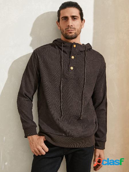 Casaco masculino de veludo liso com meio botão e bolso com