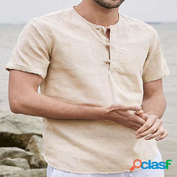 INCERUN Homens Verão Casual Cor Sólida Fivela Estilo