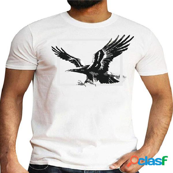 Masculino Verão Casual Algodão Soft Camiseta Animal