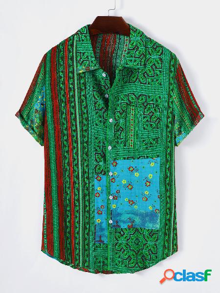 Masculino verão multicolorido impresso tribal boêmio