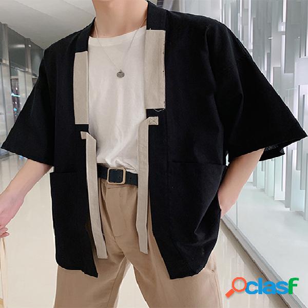 Mens 100% algodão liso grandes bolsos com cordão meia