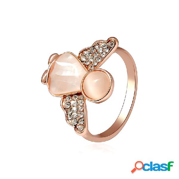 Sweet Angel Opal Ring Rose Gold Plated Zirconia Jóias para
