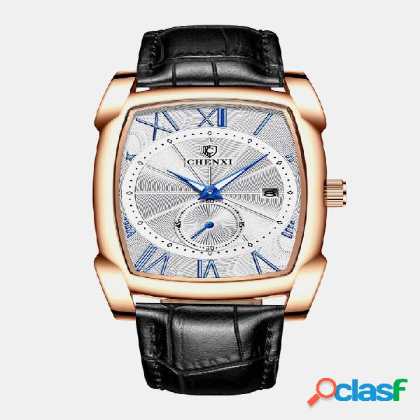 11 cores PU Alloy Men Vintage Watch Luminous Decorated