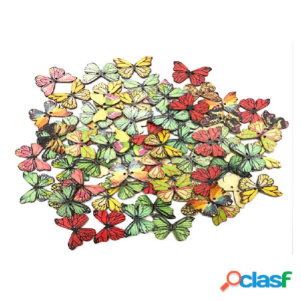 50 Pcs Desenho Animado Cor Primária Retro Botão Borboleta