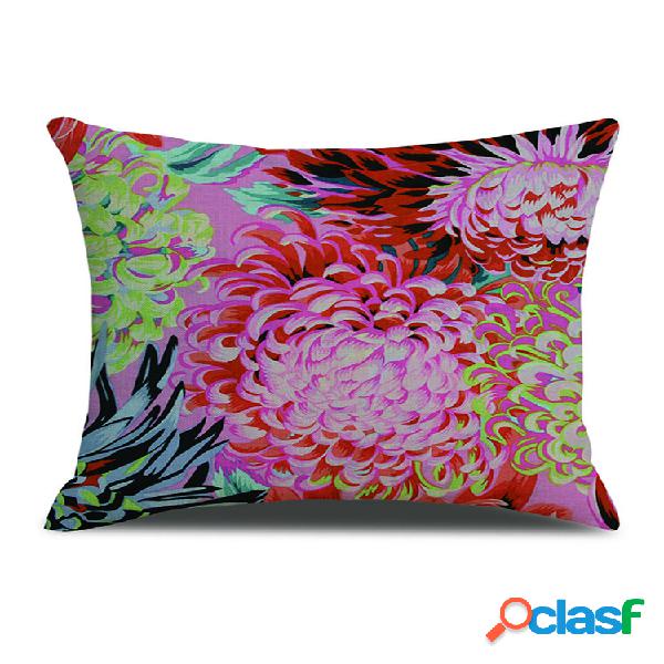 Capa de almofada de linho com estampa floral vintage floral,