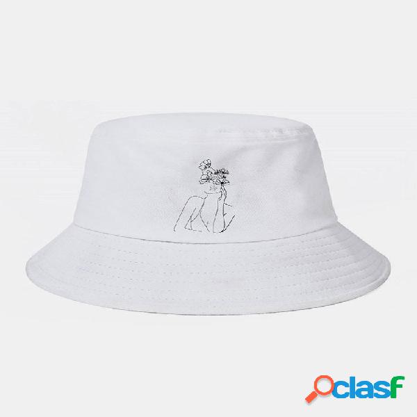 Desenho de Linha Unissex Algodão Cor Sólida Flor Caractere