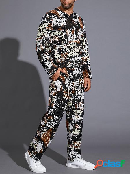 Terno casual masculino outono inverno com decote em V