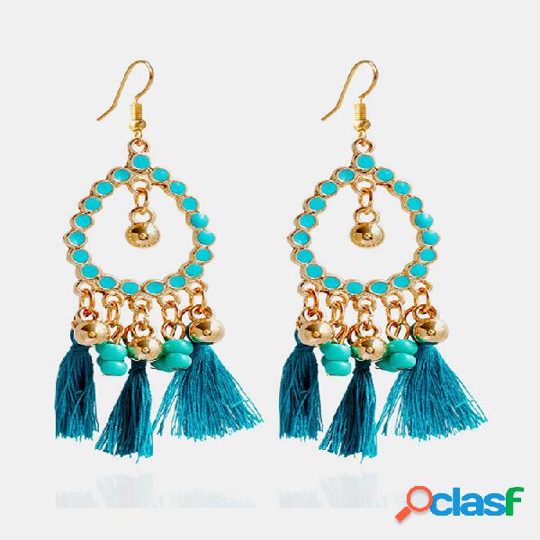 Brincos Boêmicos Femininos Tassel de Gotas