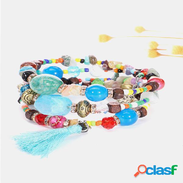 Pulseira de cristal artificial vintage Colorful de forma
